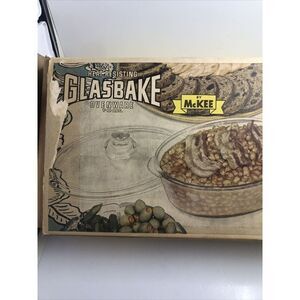 *Glassbake Clear Oval 1 Quart Casserole Dish Baking Pan 225 With Lid & Box. Vtg
